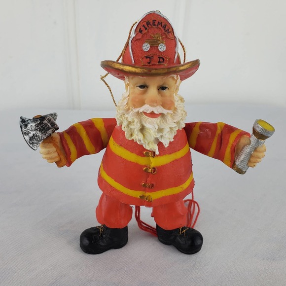 Vintage Fireman Santa Claus Hatchet Flashlight Christmas Ornament Puppet - Picture 2 of 10